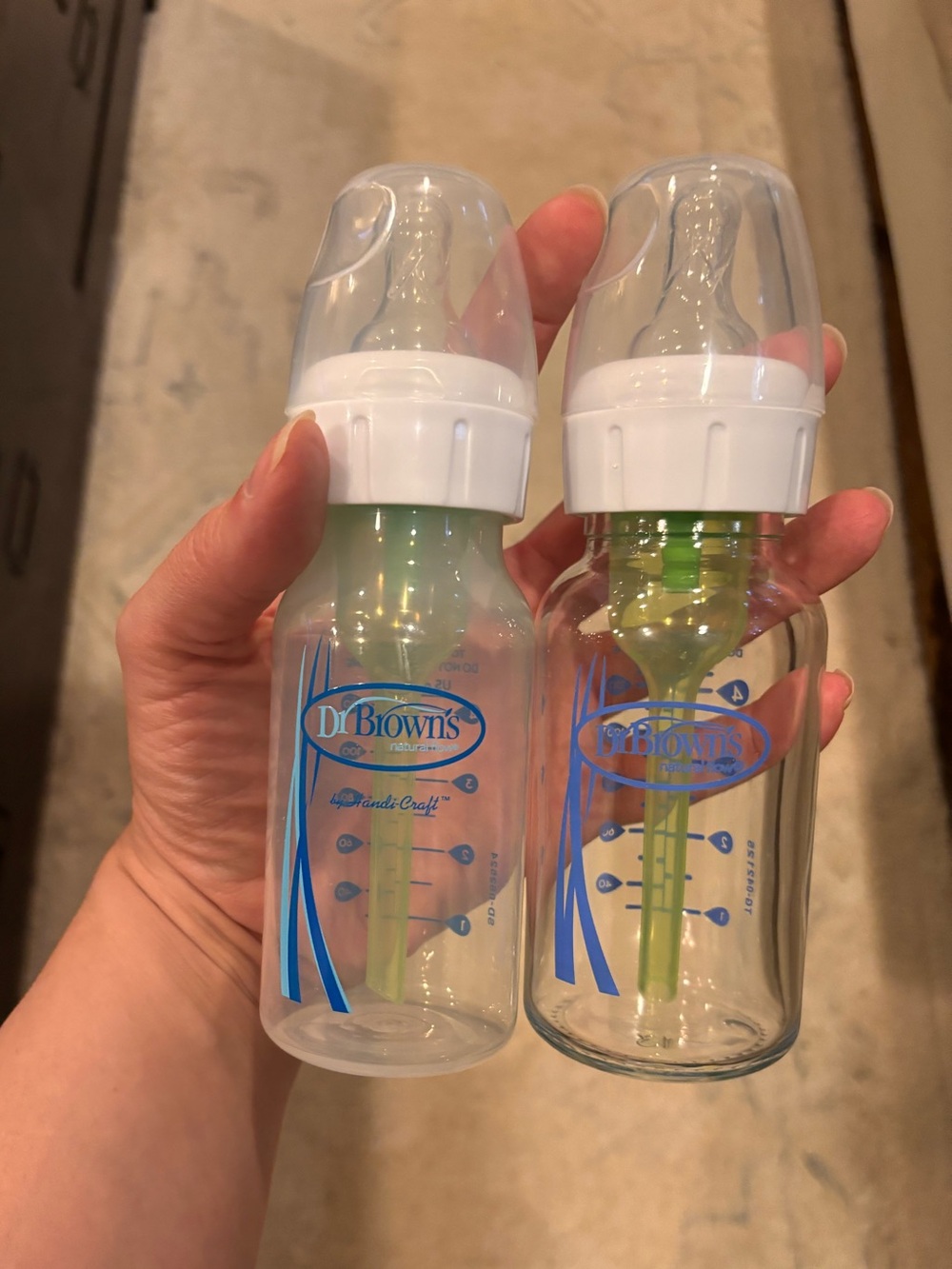 4 Dr. Browns anti colic bottles 3 glass